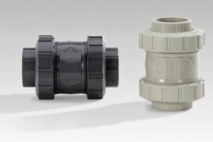Check valves with double-guided cone