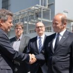 „Battery Materials meets Recycling“ on June 29, 2023 at BASF in Schwarzheide, Germany. From left to right: Robert Habeck, Federal Minister for Economic Affairs and Climate Action, Dr. Martin Brudermüller, Chairman of the Board of Executive Directors of BASF SE